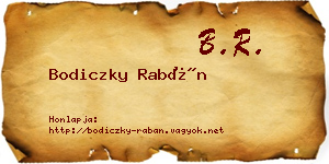 Bodiczky Rabán névjegykártya
